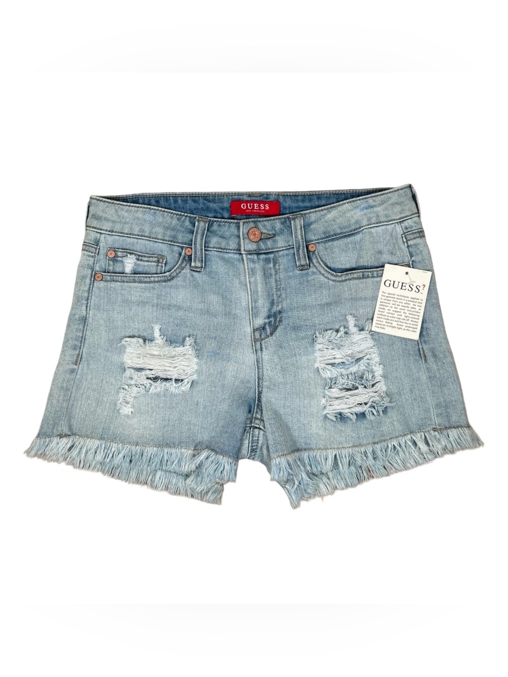 Guess Los Angeles Women’s Distressed Light Blue Denim Jean Shorts Size 27 NWT
